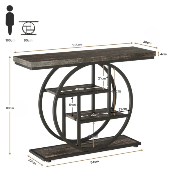 Unikt 4-plans Konsolbord, Skänk, Avlastningsbord i Industriell stil - 105 cm längd - Bild 7