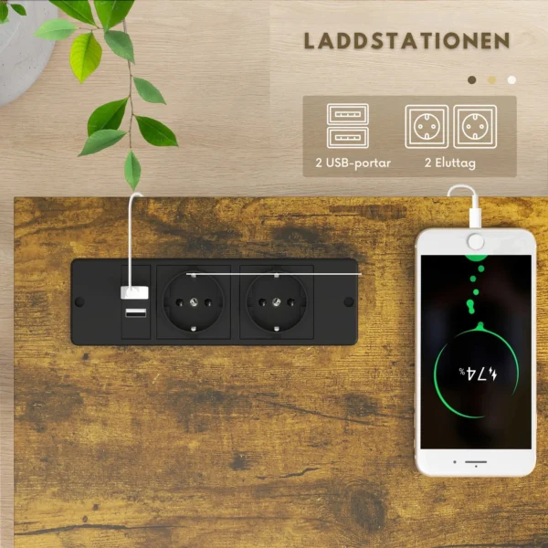 Industriell skänk, sidobord eller avlastningsbord med Laddstation - 100x24x75 cm - Bild 3