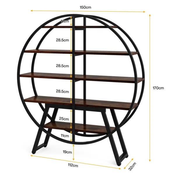 Unik Rund Bokhylla - 170 cm hög - Industriell stil - Bild 8