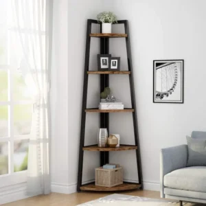 Elegant 5-plans Hörnbokhylla