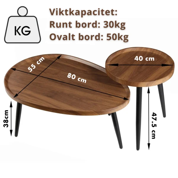 Elegant 2-i-1 Soffbord - Runt och Ovalt - Bild 4