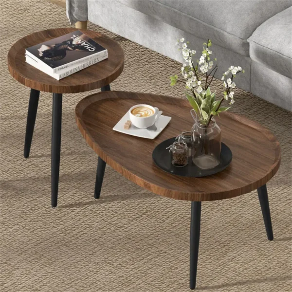 Elegant 2-i-1 Soffbord - Runt och Ovalt - Bild 2