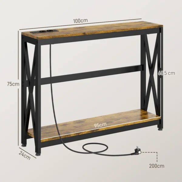 Industriell skänk, sidobord eller avlastningsbord med Laddstation - 100x24x75 cm - Bild 8