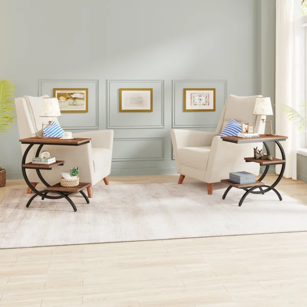 Elegant C-format Sidobord med 3 hyllplan - Bild 6