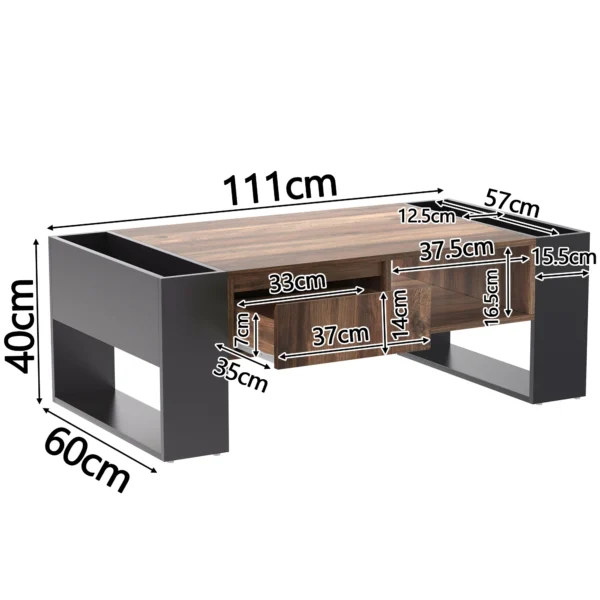 Robust Soffbord - Industriell stil - 111 cm längd - Bild 6