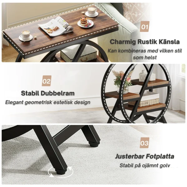 Sidobord/Nattduksbord med 4 hyllplan - Rustik & Industriell stil - Bild 3