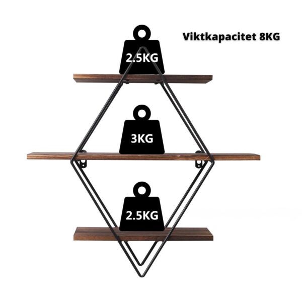 Geometrisk Diamant Vägghylla - 50 x 50 cm - Bild 7