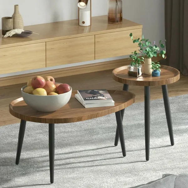 Elegant 2-i-1 Soffbord - Runt och Ovalt - Bild 3