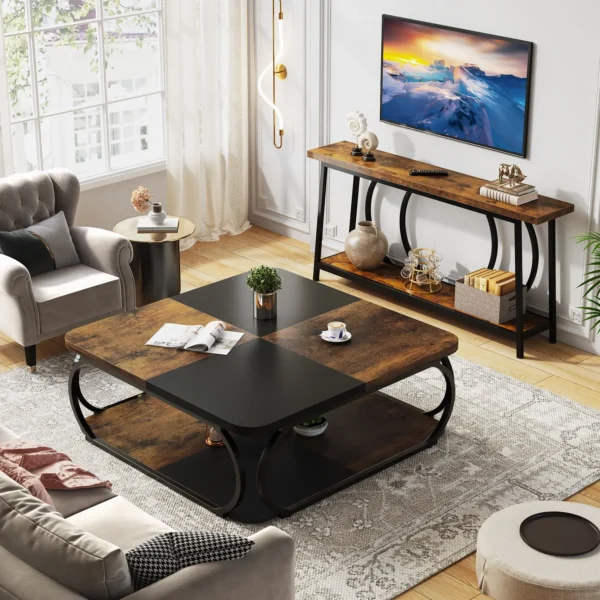 Elegant Soffbord med förvaringshylla - 120x50x120 cm - Bild 11