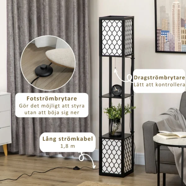 Unik Golvlampa med 2 hyllplan - 26x26x156 cm - Bild 7
