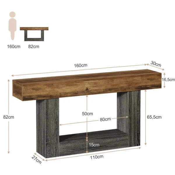 Rustik skänk, sidobord eller avlastningsbord i lantlig stil – 160 cm längd - Bild 11