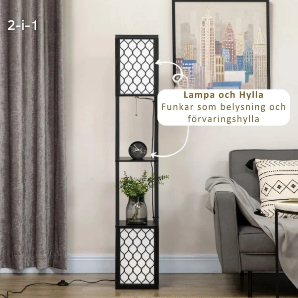 Unik Golvlampa med 2 hyllplan - 26x26x156 cm - Bild 5