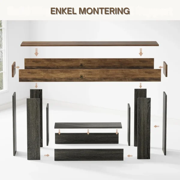 Rustik skänk, sidobord eller avlastningsbord i lantlig stil – 160 cm längd - Bild 10