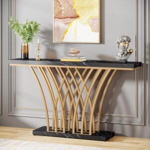Vackert Konsolbord, Sidobord eller Avlastningsbord med Guldfärgad Metallram – 150 cm längd