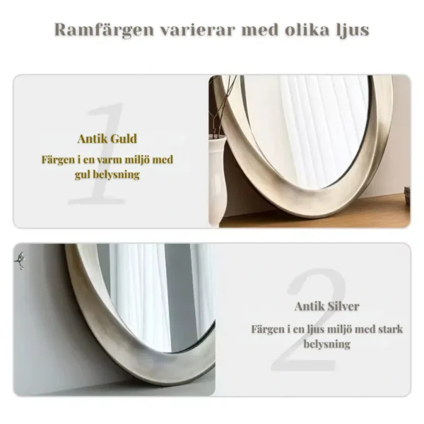 Antik Oval Spegel – Elegant Barock Väggdekoration - 60x80 cm - Bild 4