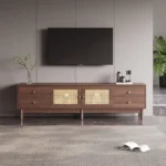 Elegant ​​TV-bänk med 2 Rottingdörrar och 4 Lådor - 180cm Längd