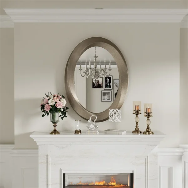 Antik Oval Spegel – Elegant Barock Väggdekoration - 60x80 cm - Bild 8