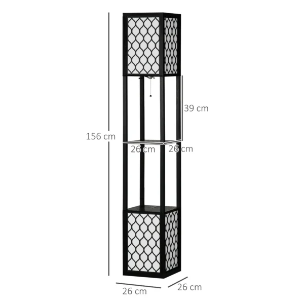 Unik Golvlampa med 2 hyllplan - 26x26x156 cm - Bild 8