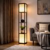 Unik Golvlampa med 2 Hyllplan - Originell Design - 26x26x156 cm