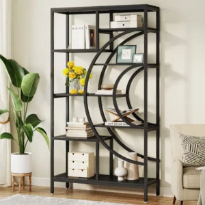 Mångsidig Bokhylla - Halvmåneformad Design - 178 cm hög
