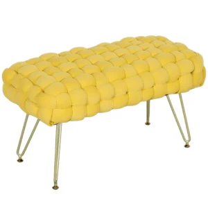 Modern Sammetsklädd Pall med Metallben - 76x38x41,5 cm