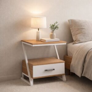 2 st Eleganta Z-formade Sidobord/Nattduksbord med Lådor - 40x35x50 cm