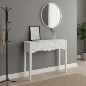 Elegant Klassiskt Konsolbord i Vitt Trä med 3 Lådor - 100 cm