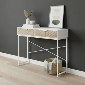 Modernt Konsolbord med Två Lådor och Räfflad Front - 100 cm