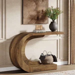 Elegant C-format Konsolbord i Trä - Unik Design - 110 cm längd