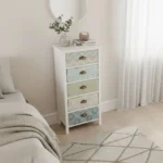 Vintage Byrå med Mönstrade Fronter – 5 Lådor