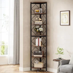 Rustik Elegant Hörnhylla - Industriell Design - 200 cm höjd