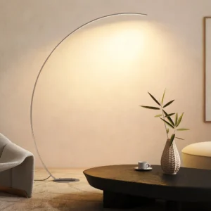 Modern Bågformad Golvlampa med Justerbar Ljusstyrka och Färgtemperatur - Silver