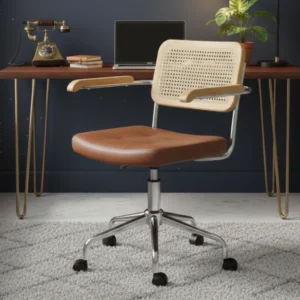 Retroinspirerad Skrivbordsstol i Rotting med Brun Sits