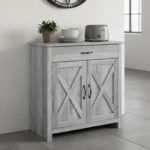 Rustik Skänk med Dekorativ X-dörrar och Låda - 80x80 cm