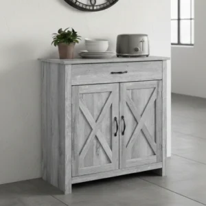 Rustik Skänk med Dekorativ X-dörrar och Låda - 80x80 cm