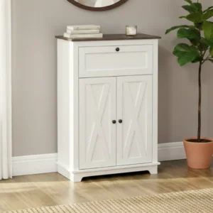 Tidlös Skänk i Rustik Design med X-dörrar och Låda - 60x30x87,4 cm