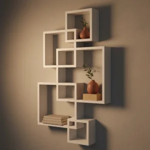 Stilren Vägghylla i Kubdesign – 5 Moduler i Vitt - 86x49,5 cm