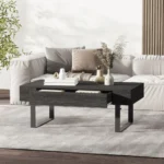 Elegant Soffbord med Låda i Mörkgrå Träfinish - 110x60x40 cm