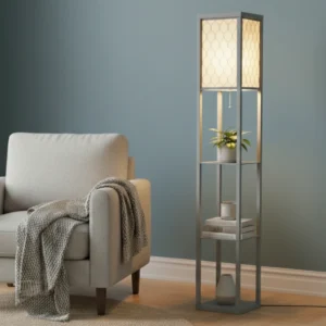 Unik Golvlampa med 3 Hyllplan – Originell Design – 26x26x160 cm