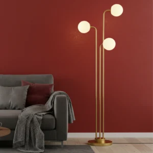 Elegant Golvlampa med Tre Justerbara Klotformade Glaskupor
