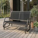 Trädgårdsbänk med Gungfunktion i Metall – 2-Sits – 120 cm – Svart