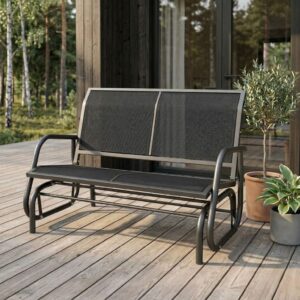 Trädgårdsbänk med Gungfunktion i Metall – 2-Sits – 120 cm – Svart