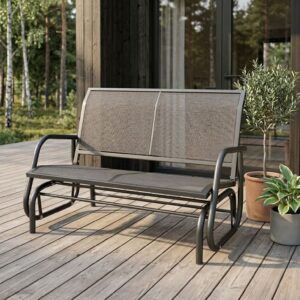 Trädgårdsbänk med Gungfunktion i Metall – 2-Sits – 120 cm – Grå