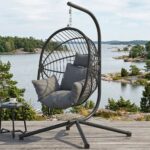 Hängstol med Stativ – Hopfällbar Design med Extra Tjock Dyna – Inom- och Utomhus - Grå
