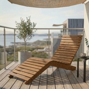 Ergonomisk Solstol i Massivt Lärkträ – S-formad Design för Optimal Komfort