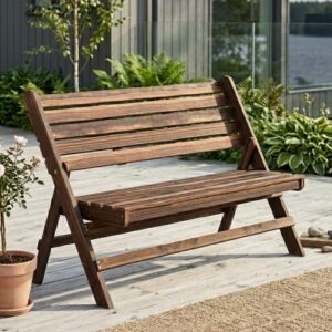 Fällbar Trädgårdsbänk för 2 Personer – Massivt Trä - Rustik Design - 122 cm