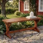 Rustik 2-Sits Trädgårdsbänk i Massivt Trä – 114 cm