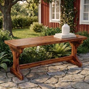 Rustik 2-Sits Trädgårdsbänk i Massivt Trä – 114 cm