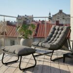 Stilren Loungestol med Fotpall – 13 cm Tjock Dyna – Mörkgrå