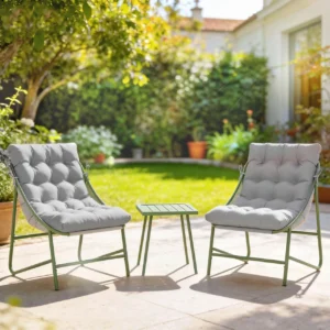 Balkongmöbelset 3-delar – 2 Loungestolar med Dynor & Bord för Uteplats - Grön